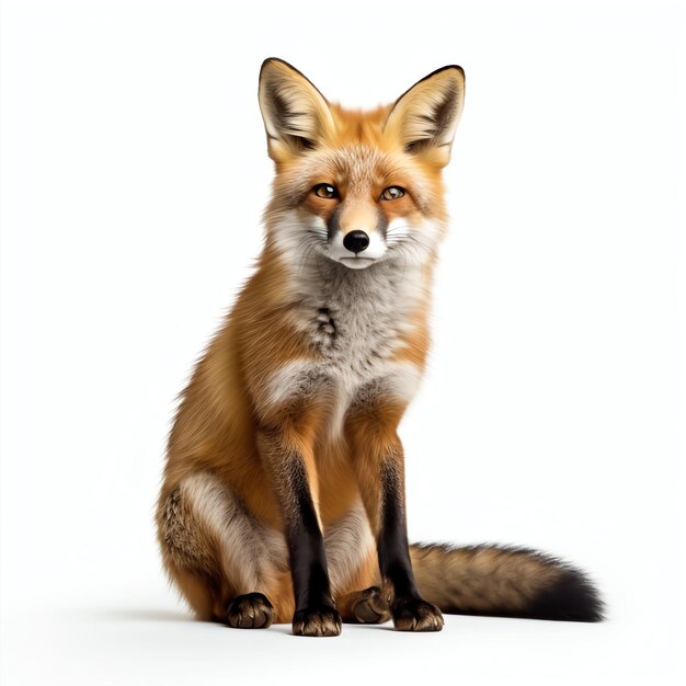 Photo une lumière de studio de renard isolée sur fond blanc