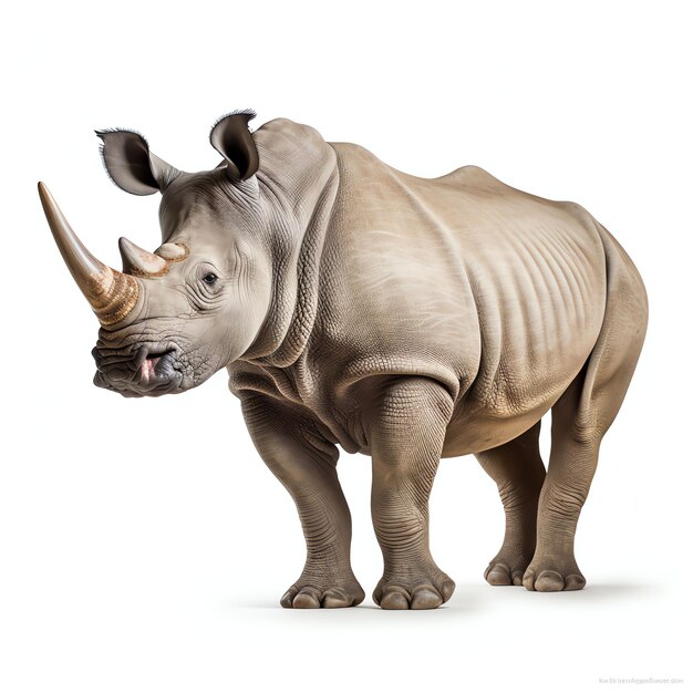 Photo une lumière de studio de rhinocéros sondaicus isolée sur un fond blanc