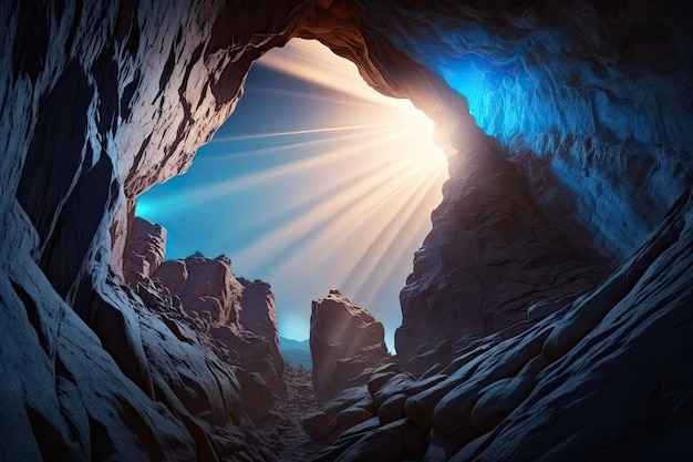 La lumière vive du soleil illumine une grotte du Grand Canyon