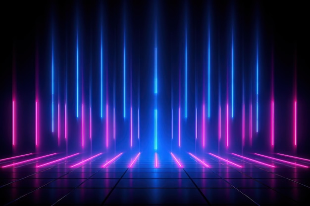 Lumières au néon sur fond sombre arrière-plans laser violet