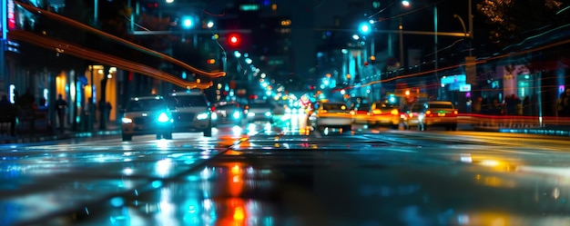 Les lumières au néon et les nuits de la ville brillantes les paysages urbains vibrants après la tombée de la nuit