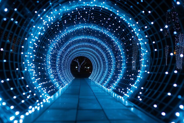 Photo les lumières bleues et les cercles étoilés font une boucle