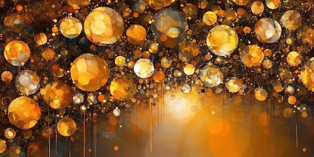 lumières bokeh dorées avec des sphères dans le style d'arrière-plan minimaliste