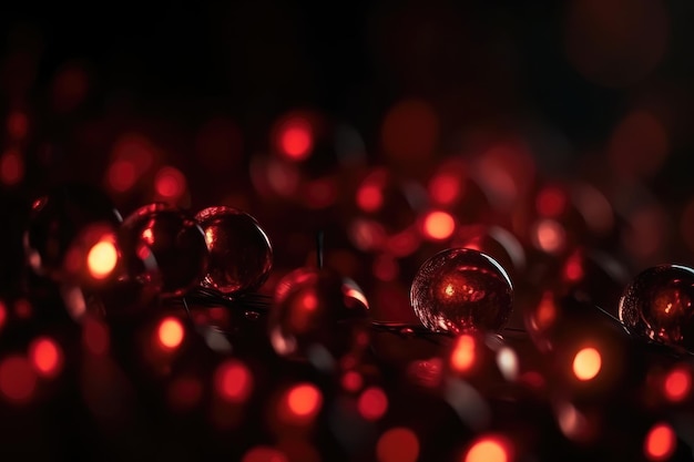 Lumières bokeh rouges sur fond sombre ai générative