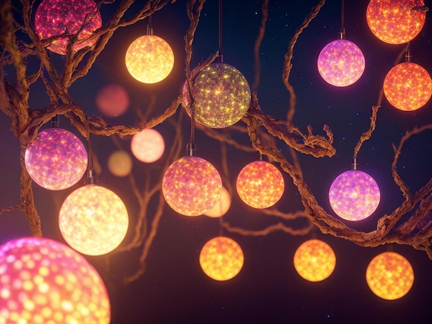 Lumières colorées sur un arbre