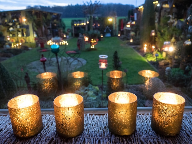 Photo des lumières dans le jardin.