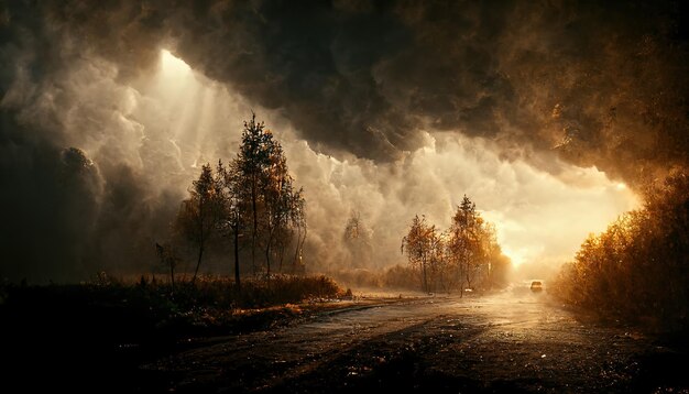 Lumières dans la tempête Rendu AI