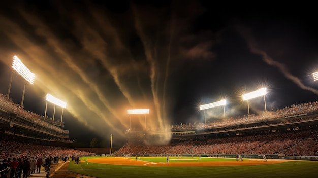 Lumières du stade de baseball des joueurs