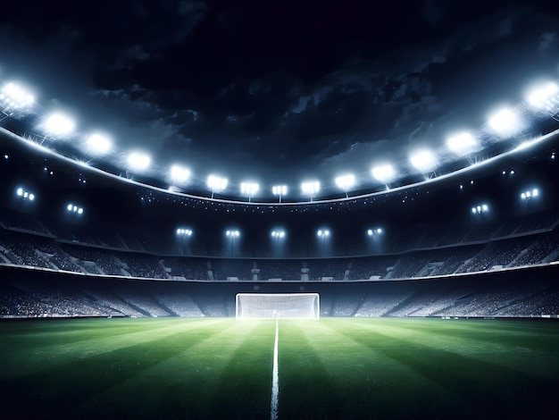 Lumières du stade contre le fond sombre du ciel nocturne Lumières des matchs de football