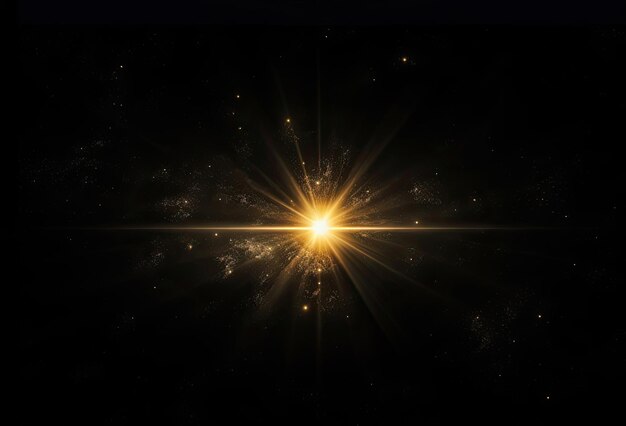 Photo lumières explosives en or lumière éclatante effet des rayons du soleil