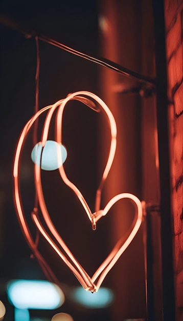 Photo lumières en forme de cœur dans une vitrine d'arrière-plan de la saint-valentin