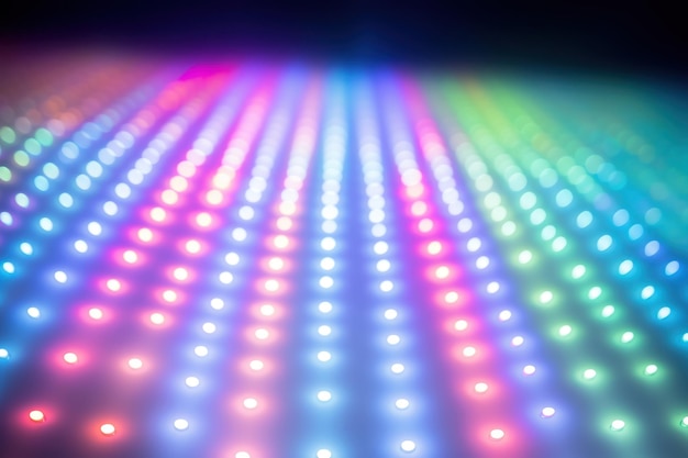 Les lumières multicolores de la discothèque au fond flou