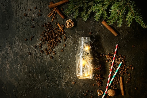 Lumières de Noël en bouteille