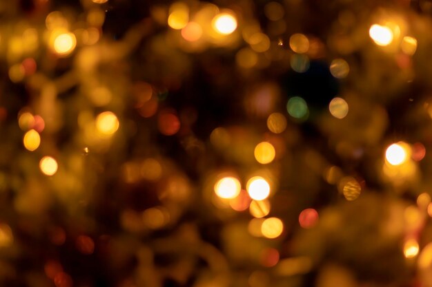 Lumières de Noël floues reflets dorés brillants abstrait