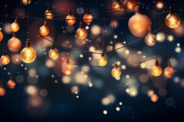 Des lumières de Noël sur un fond sombre