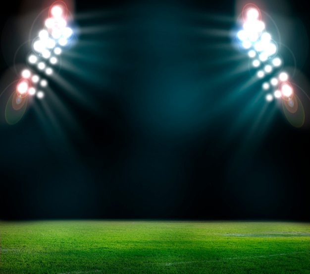 lumières de nuit et rendu 3d du stade