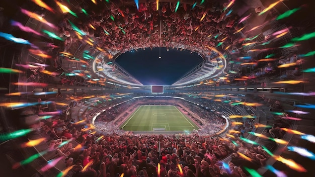 Lumières de nuit et stade 3d