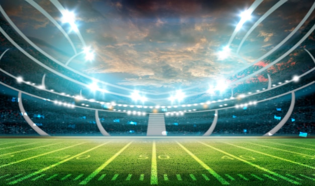 Photo lumières la nuit et stade de football 3d