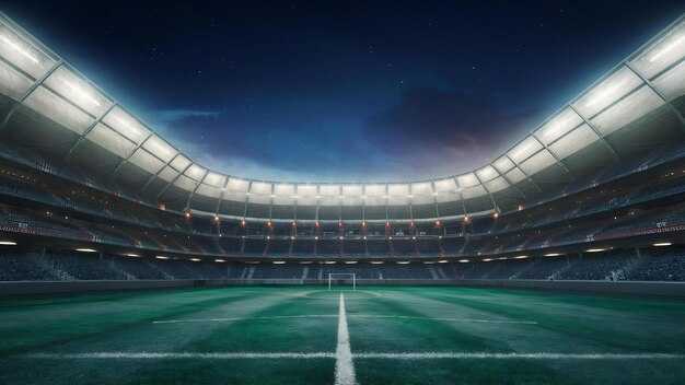 Lumières de nuit et stade de football 3d