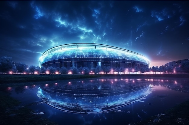 lumières la nuit et stade de football