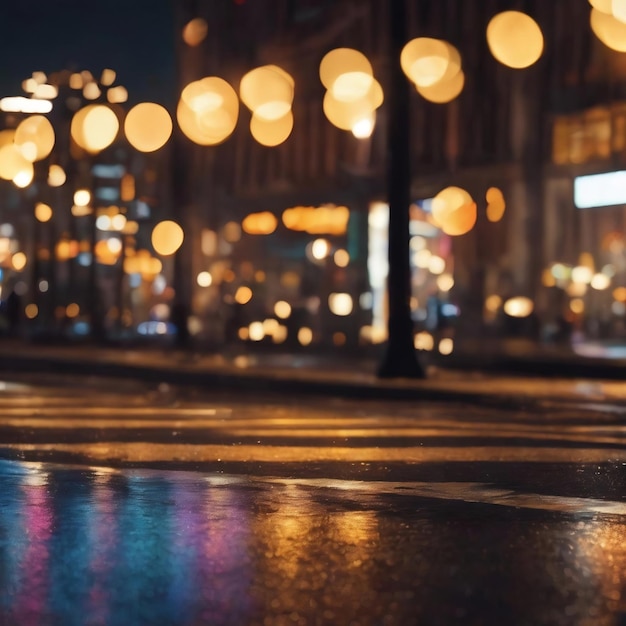 Photo lumières de rue de la ville de nuit à l'arrière-plan bokeh
