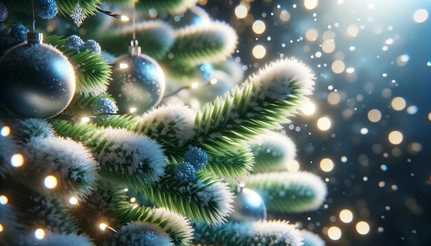 Les lumières scintillantes et les ornements ornent l'arbre de Noël festif