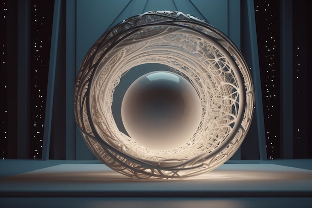 Un luminaire avec une boule à l'intérieur