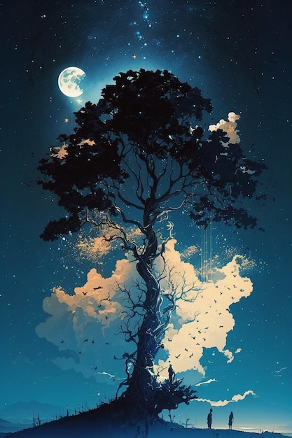 La lune et l'arbre