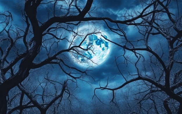 la lune et les arbres