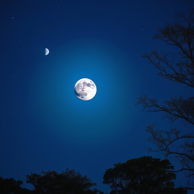 Photo la lune brillante la nuit dans un paysage