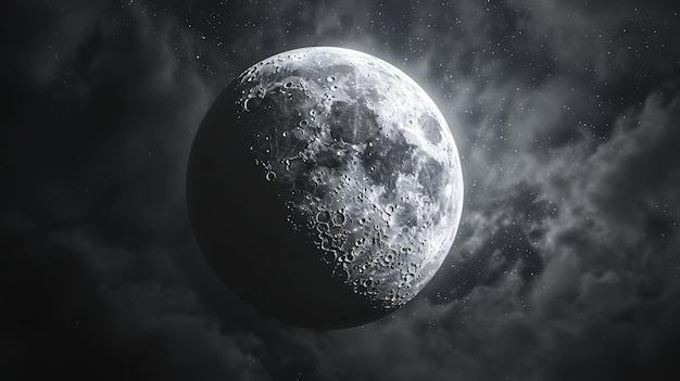 La lune brille sur un fond noir papier peint UHD