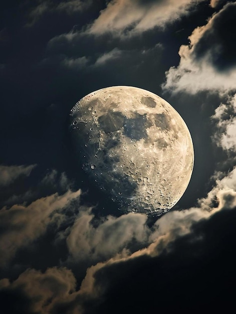 la lune brille à travers les nuages