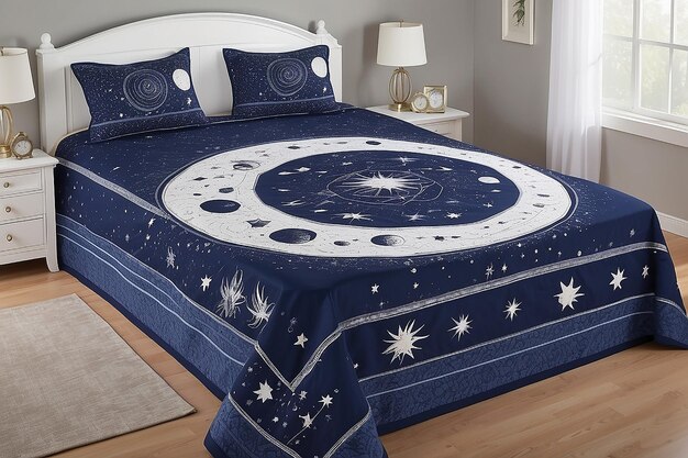 Lune céleste et étoiles couvert de lit
