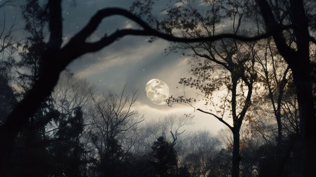 Photo la lune dans le ciel la nuit à l'arrière-plan hors de la terre