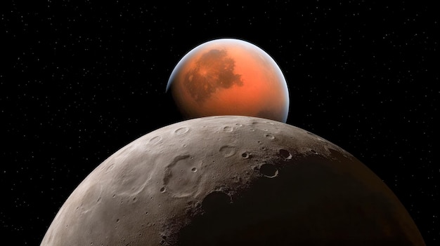 Une lune et mars sont visibles sur cette image de l'observatoire de mars de la nasa.