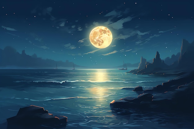La lune et la mer
