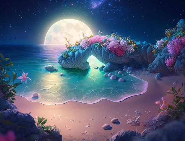 La lune et la mer