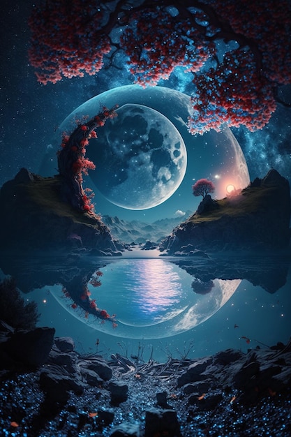 La lune et la mer