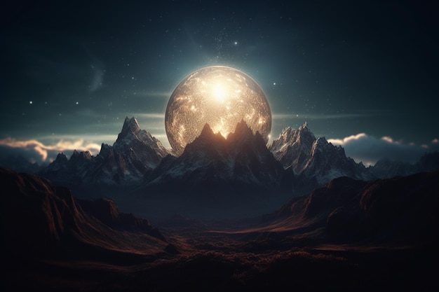 La lune et les montagnes