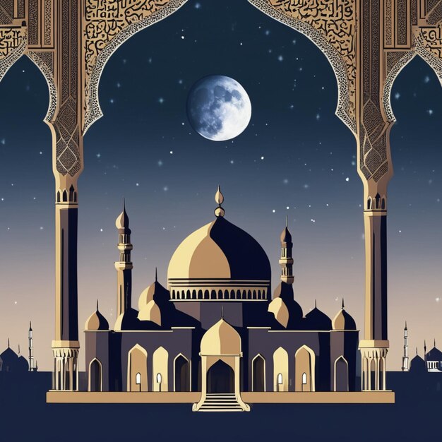 Lune de nuit de mosquée