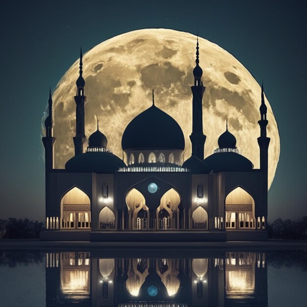 Lune de nuit de mosquée