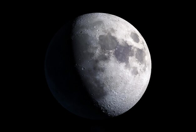 Lune En Phase De Croissance Sur Fond Sombre Les éléments De Cette Image Ont été Fournis Par La Nasa