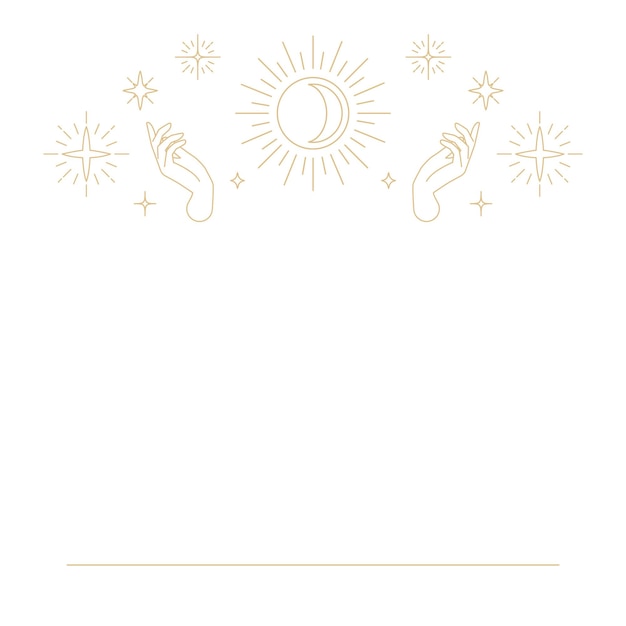 Lune png à l'intérieur du soleil avec deux mains de paume mystiques à l'arrière-plan