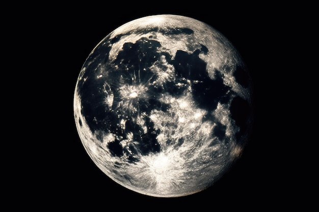Lune qui brille au-dessus d'un lac tranquille avec des reflets visibles créés avec une IA générative