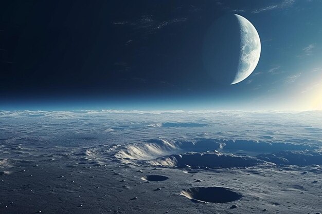 une lune et la terre de la lune