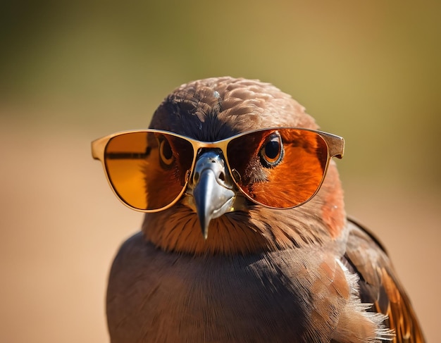 Photo lunettes avec un beau oiseau ia générative