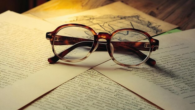 Des lunettes sur des documents