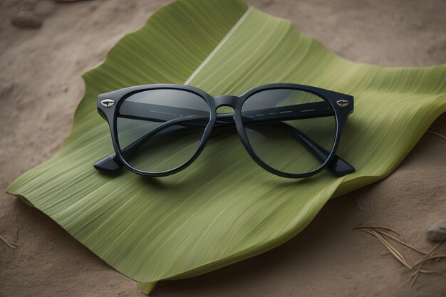 Photo des lunettes élégantes sur une table en bois des lunettes à la mode