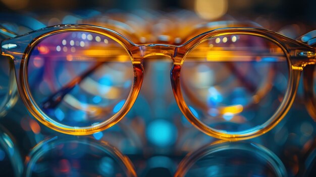 Des lunettes sur une étagère dans le magasin en gros plan