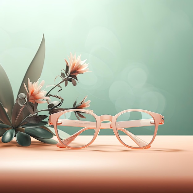 lunettes pêche avec plante à fleurs